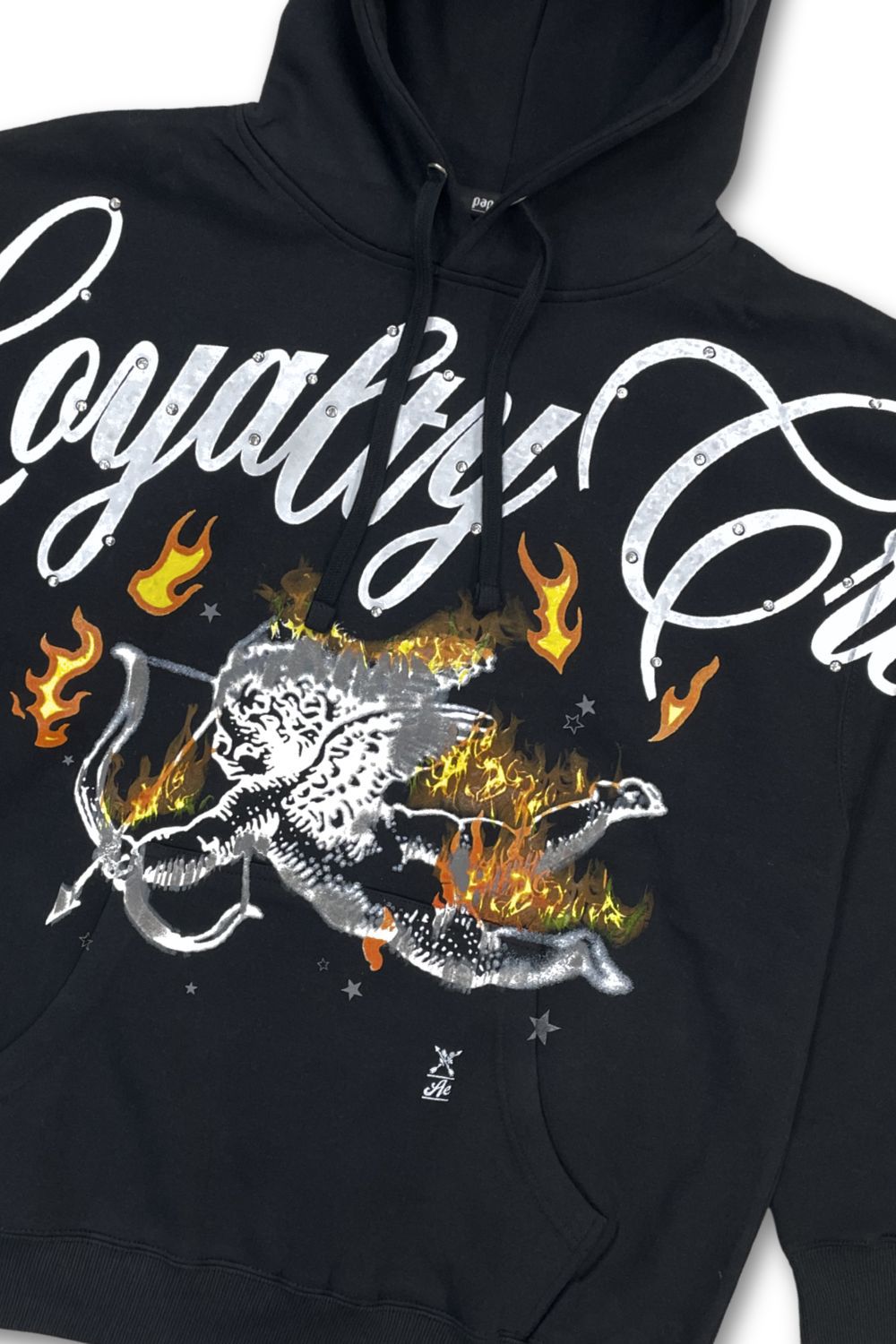 Loyalty Crew Rhinestone Graphic Hoodie - Black