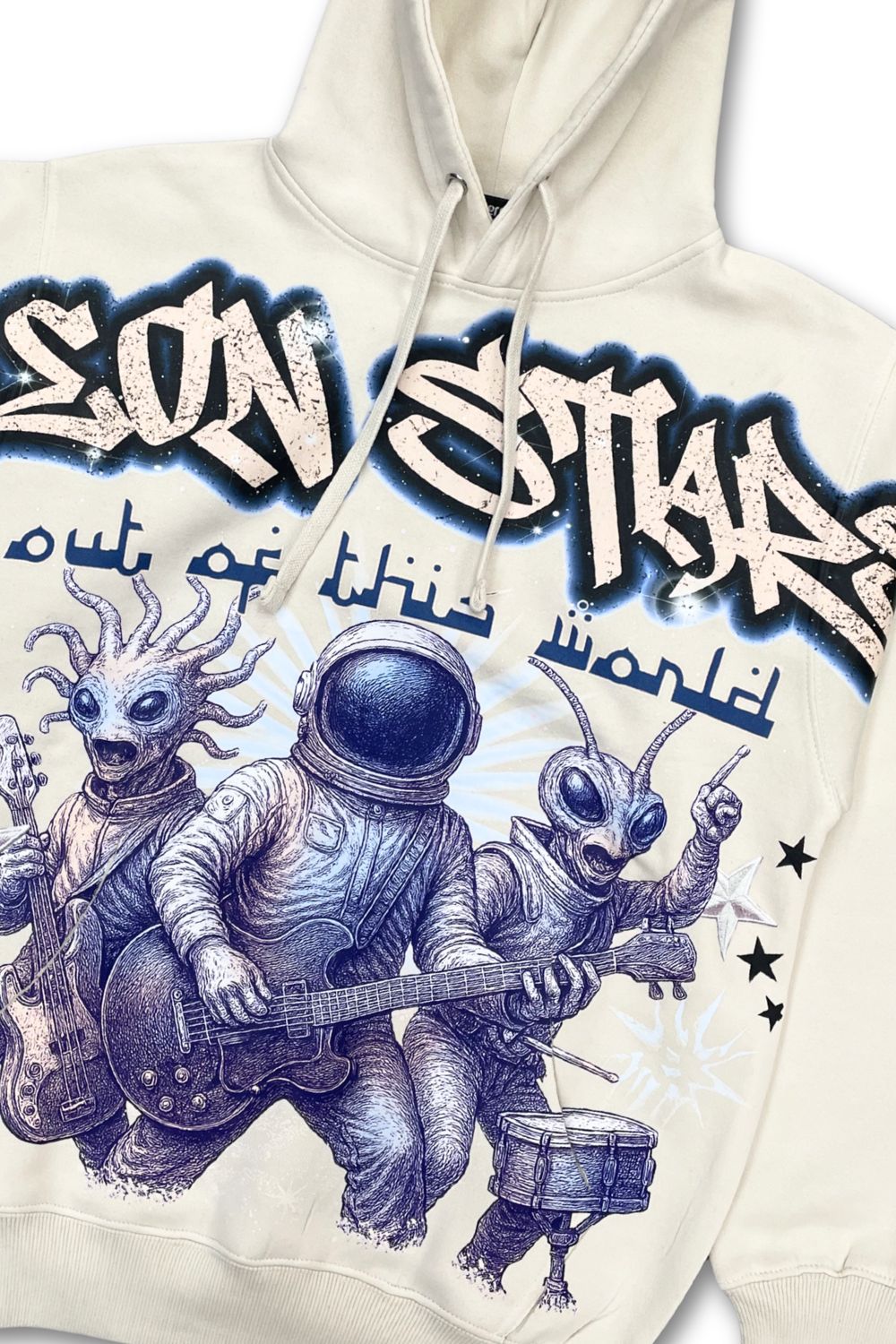 Neon Starts Graphic Hoodie - Cream