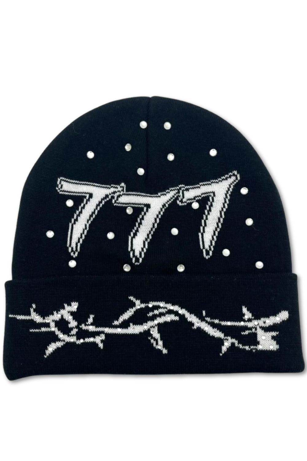 Hudson 777 Diamond Beanie - Black/White
