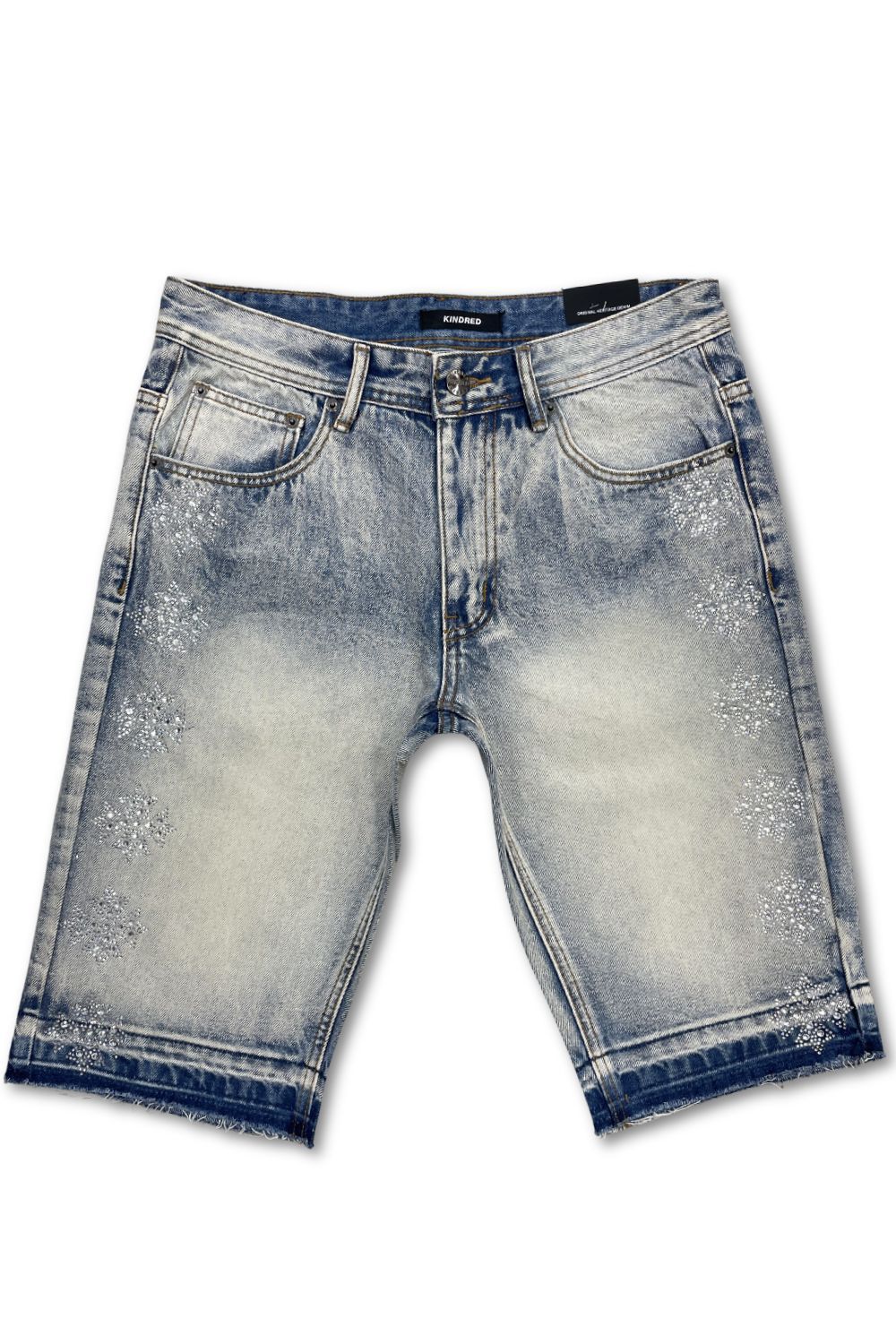 Kindred Rhinestone Jean Shorts - Blue