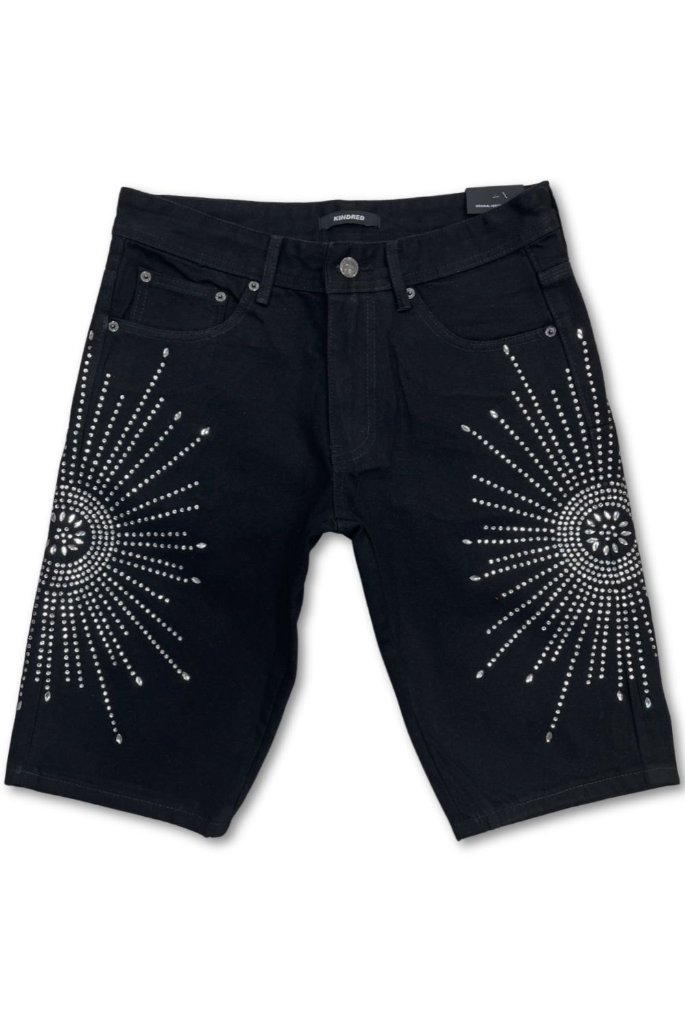 Kindred Rhinestone Firework Jean Shorts - Black