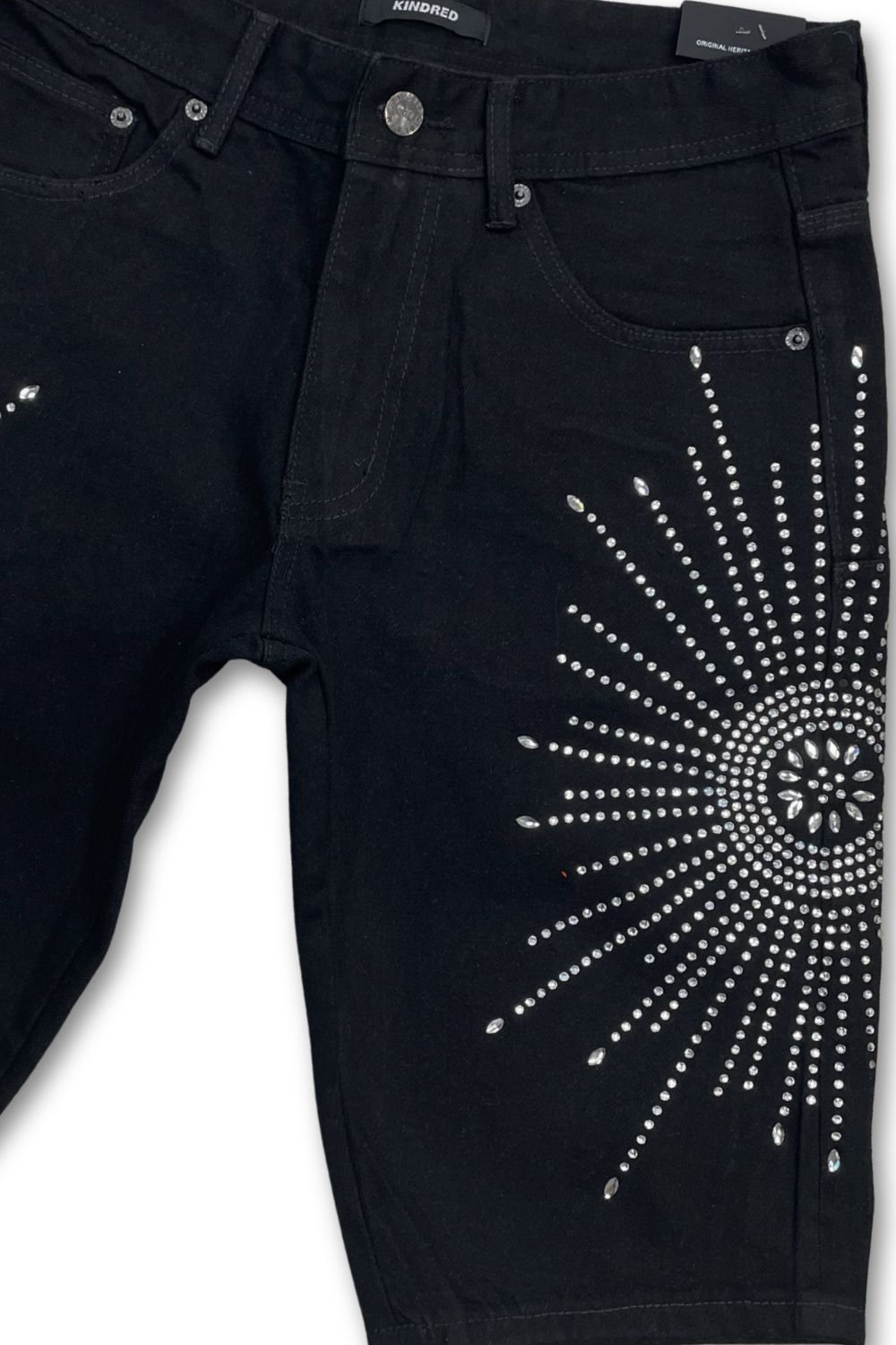Kindred Rhinestone Firework Jean Shorts - Black