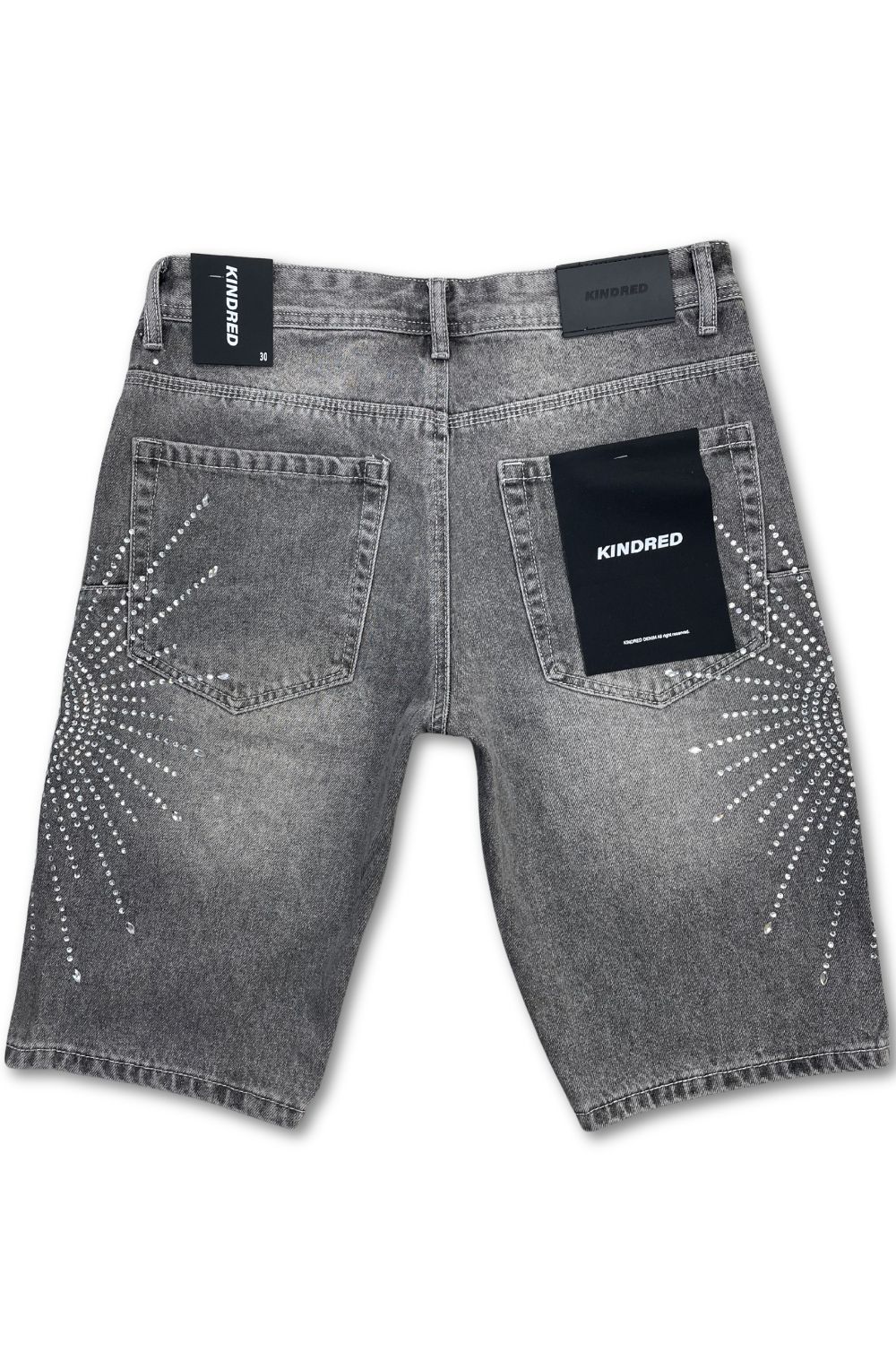 Kindred Rhinestone Firework Jean Shorts - Grey
