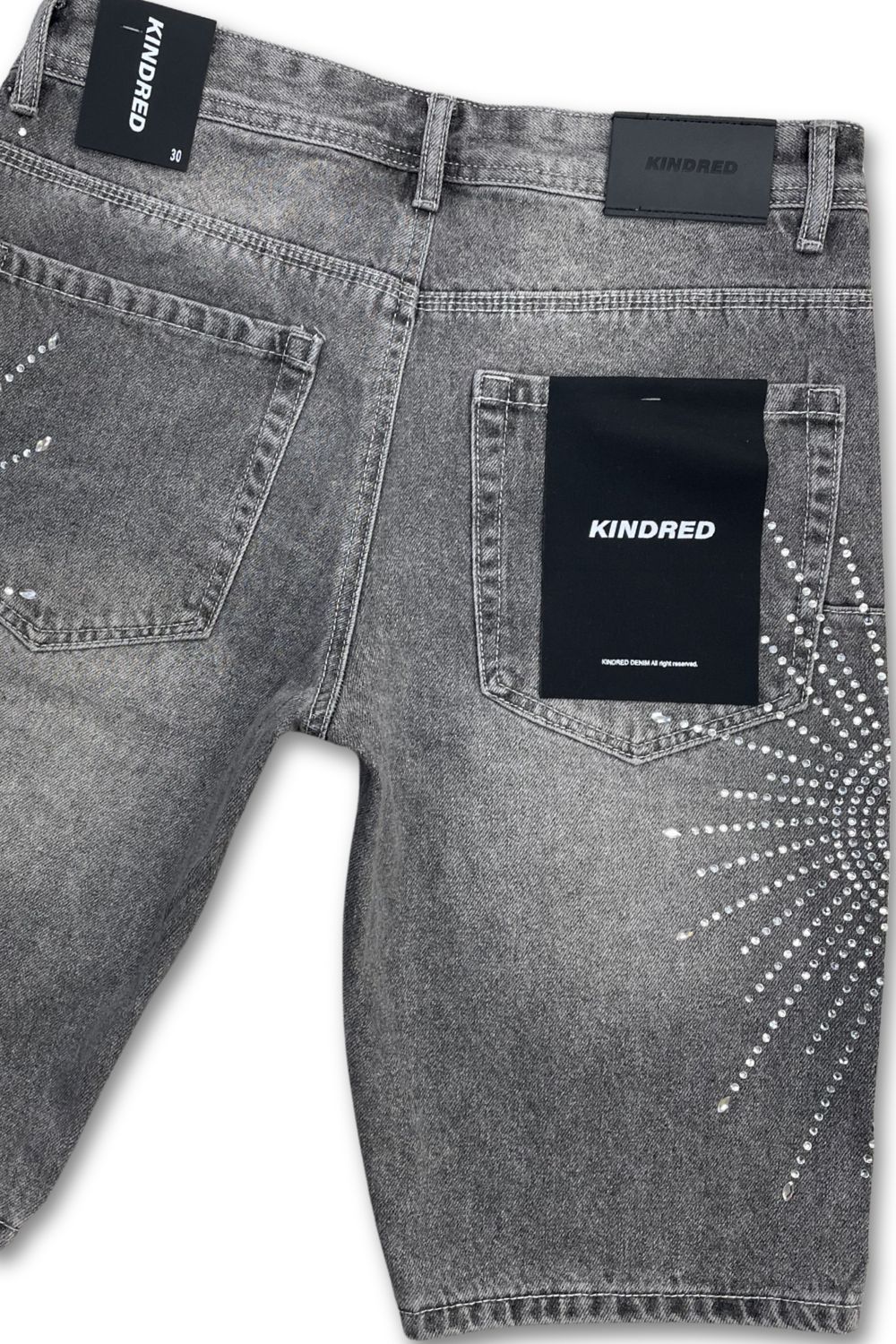 Kindred Rhinestone Firework Jean Shorts - Grey