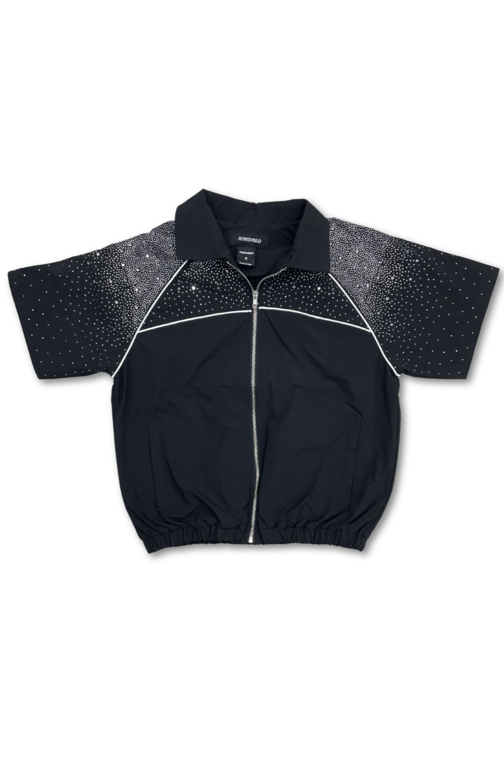 Kindred Rhinestone Nylon Zip Up - Black