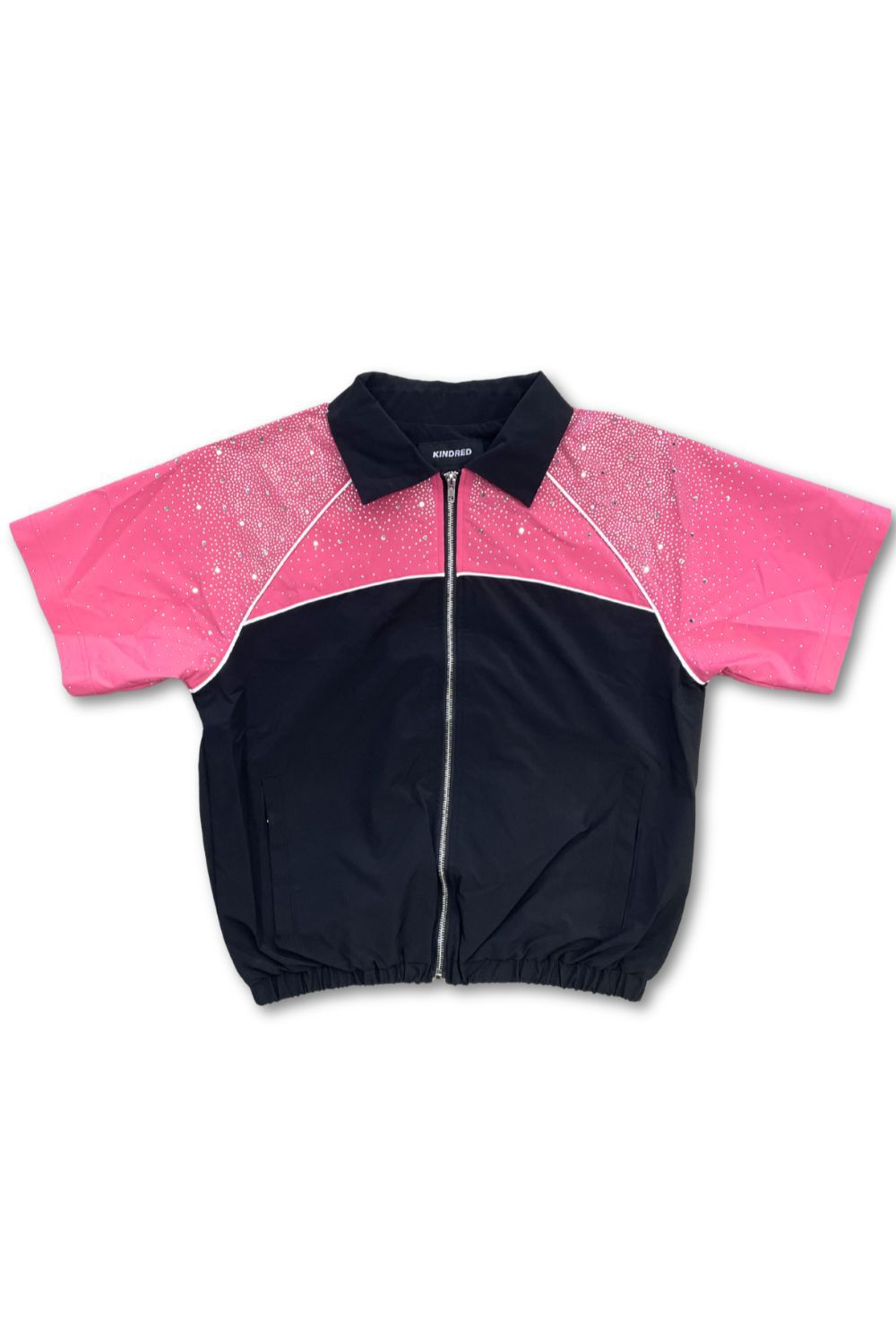 Kindred Nylon Rhinestone Zip Up - Pink