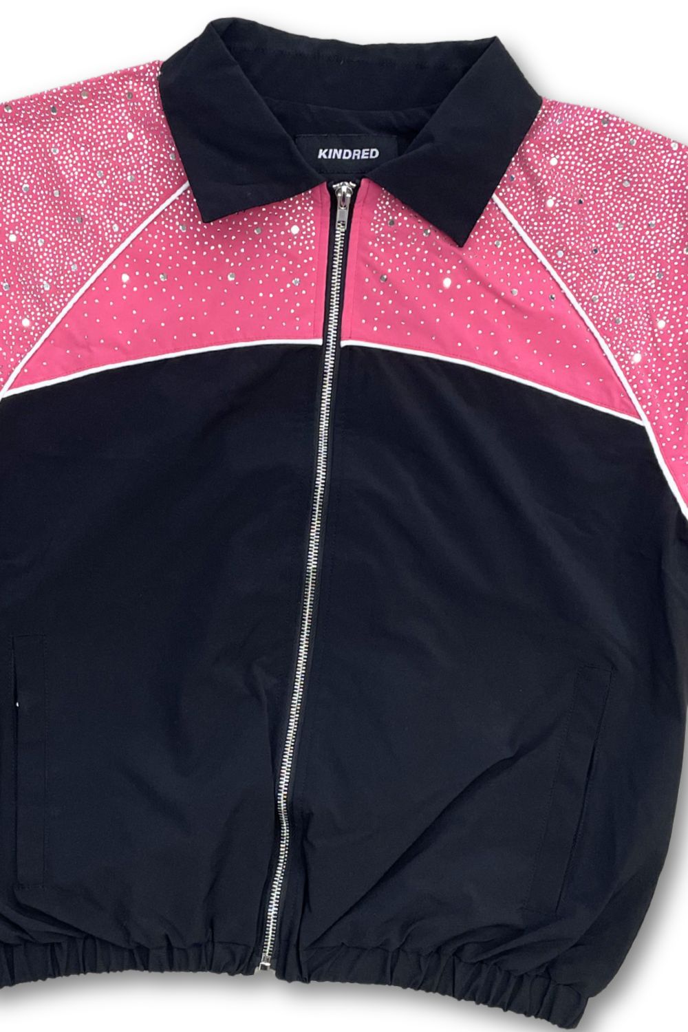 Kindred Nylon Rhinestone Zip Up - Pink