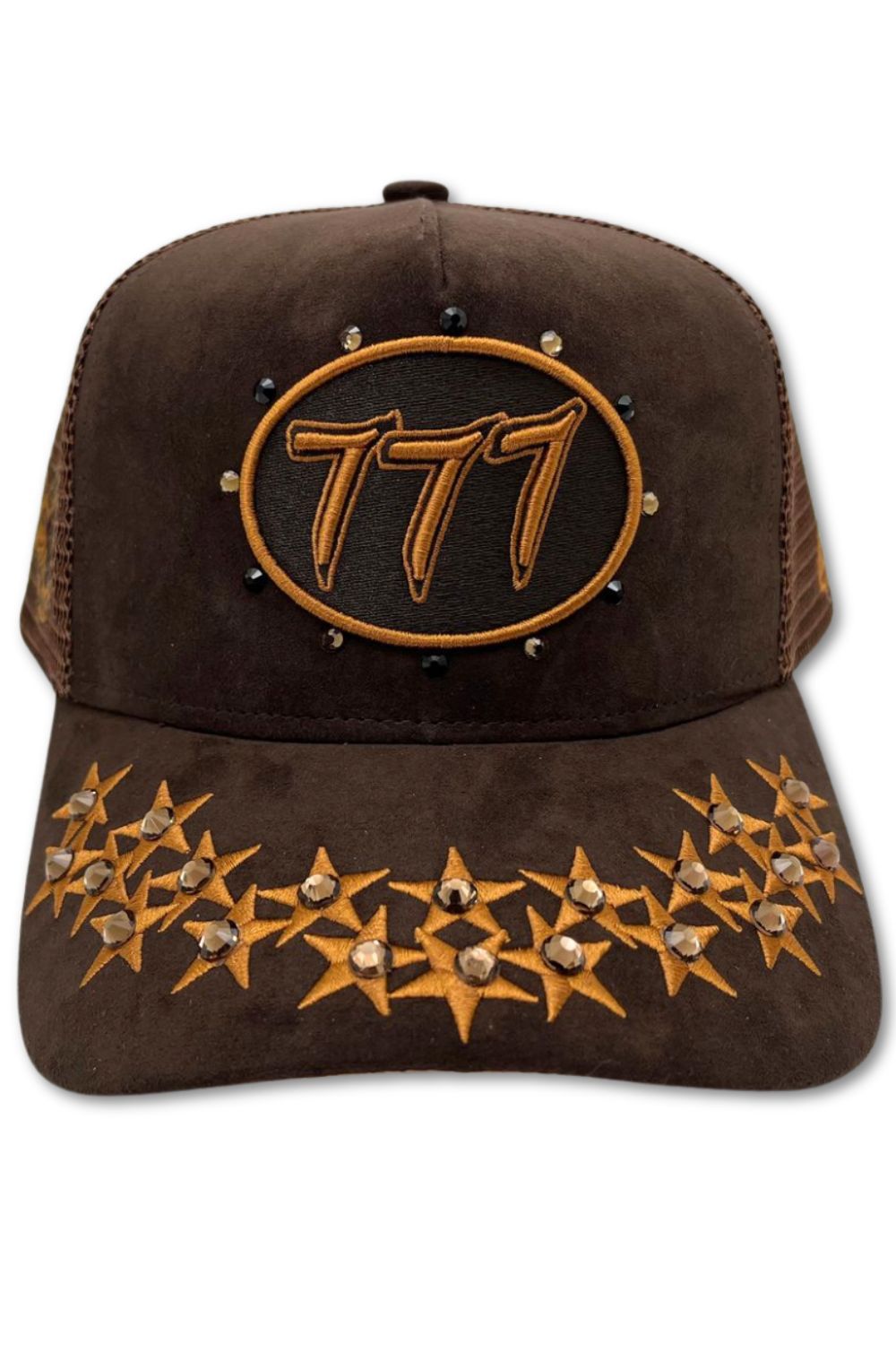 Hudson 777 Rhinestone Trucker Hat - Brown