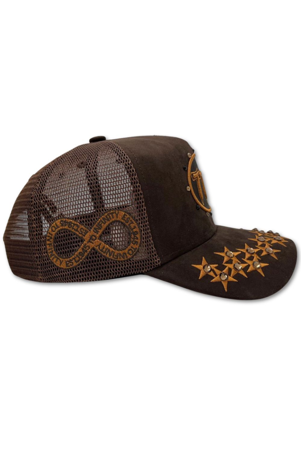 Hudson 777 Rhinestone Trucker Hat - Brown