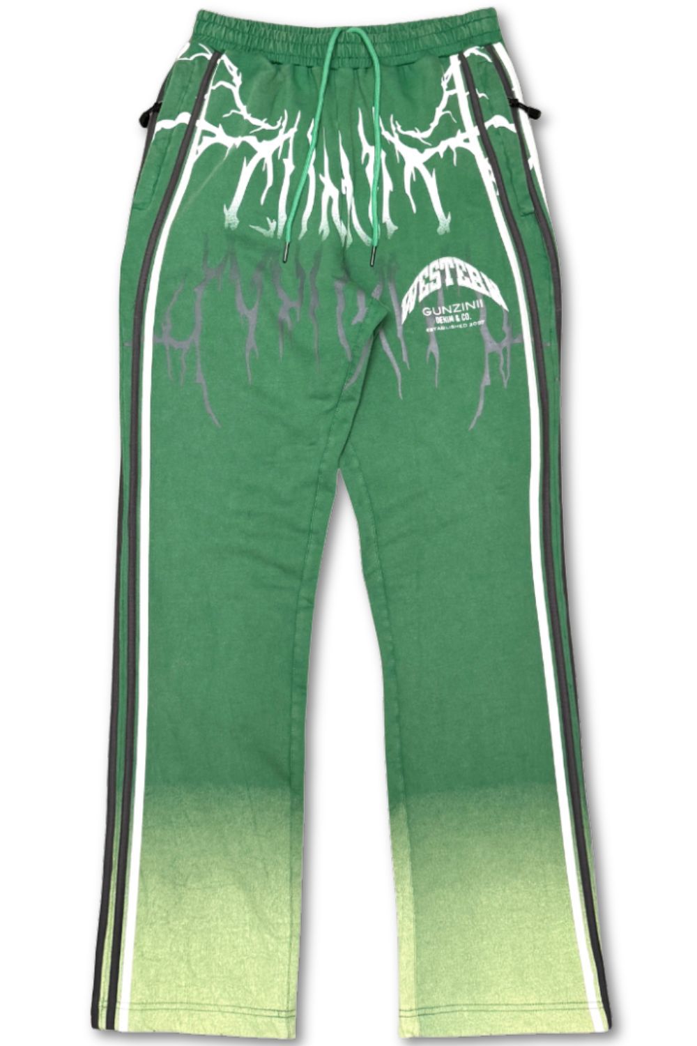 Gunzinii Western Stacked Sweatpants - Green 