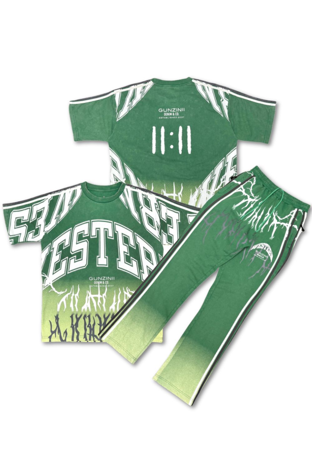 Gunzinii Western Stacked Sweatpants - Green 