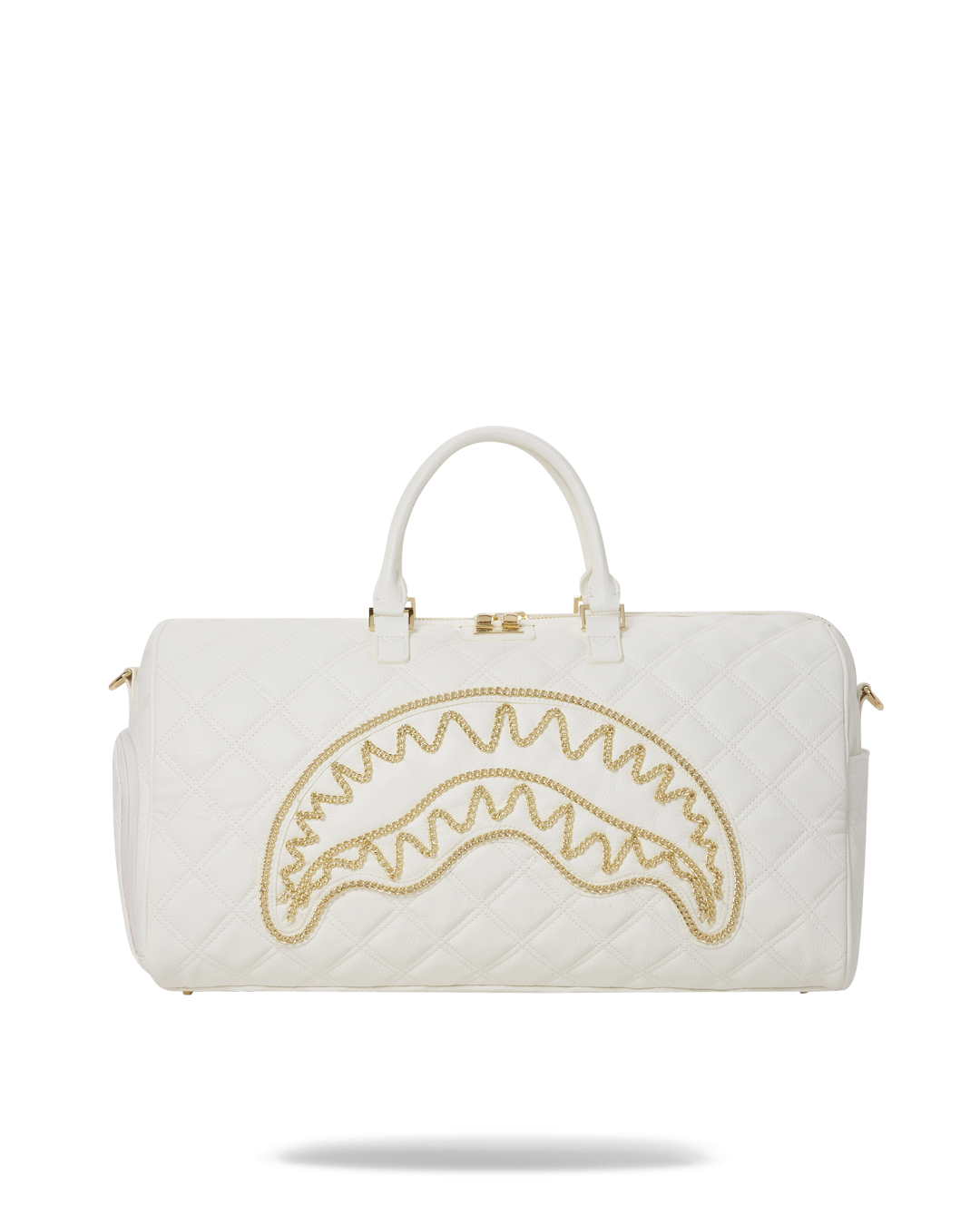 Sprayground White And Gold Duffle Bag