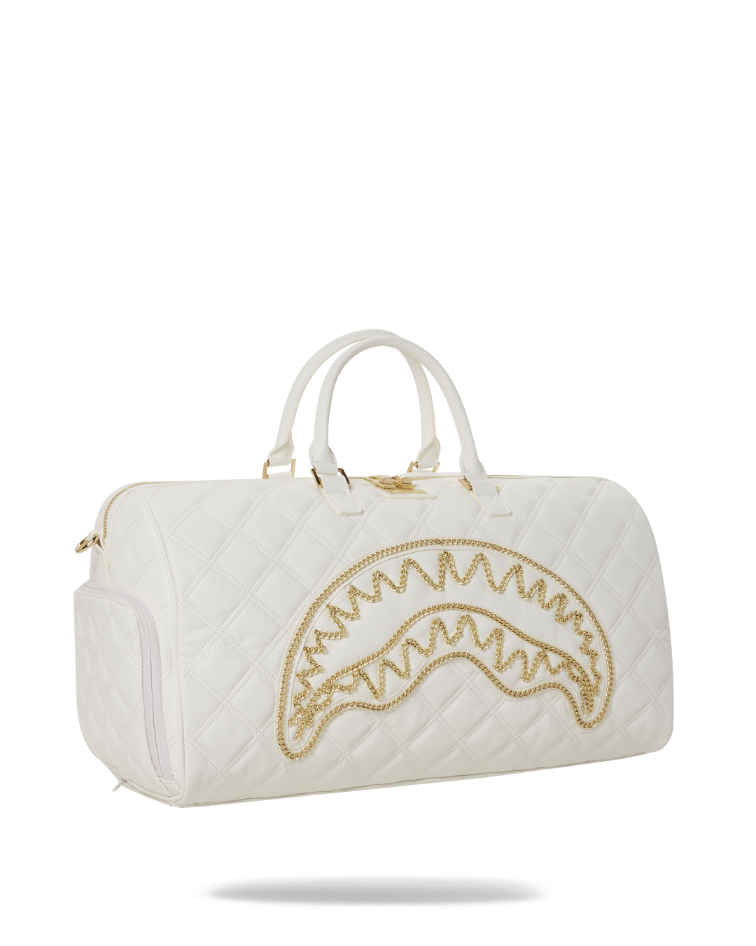 Sprayground White And Gold Duffle Bag